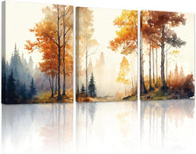 Aquarell Wald Leinwandbilder Set 40x58cm x 3 - Natur Landschaft