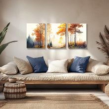 Aquarell Wald Leinwand Bilder Set 40cm x 58cm x 3