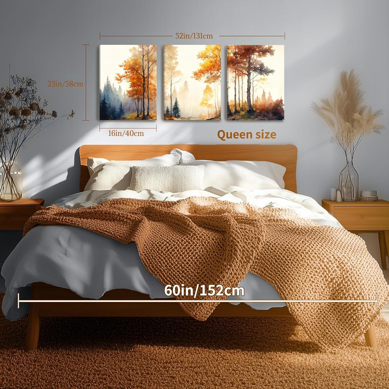 Moderne Aquarell Wald Landschaft Leinwandbilder Set 40x58x3