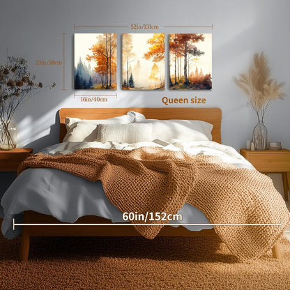 Moderne Aquarell Wald Landschaft Leinwandbilder Set 40x58x3