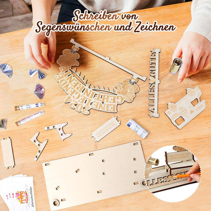 Hzdyopk Rentner Geschenk Holz LED Lichterkette Rente Deko 2024 Mann Frau Bank