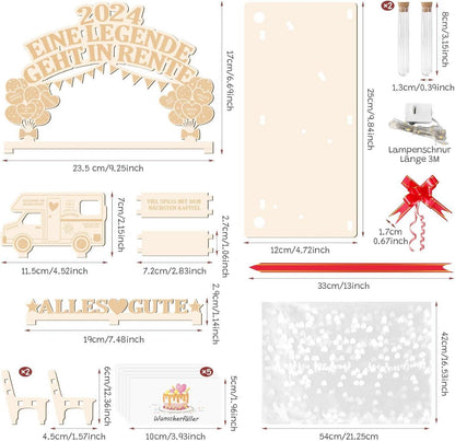Rentner Geschenk Holz LED Lichterkette Rente 2024 Mann Frau Deko Kreativ