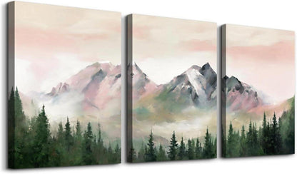 Aquarell Wald Leinwand Bilder Set Wohnzimmer Schlafzimmer Badezimmer