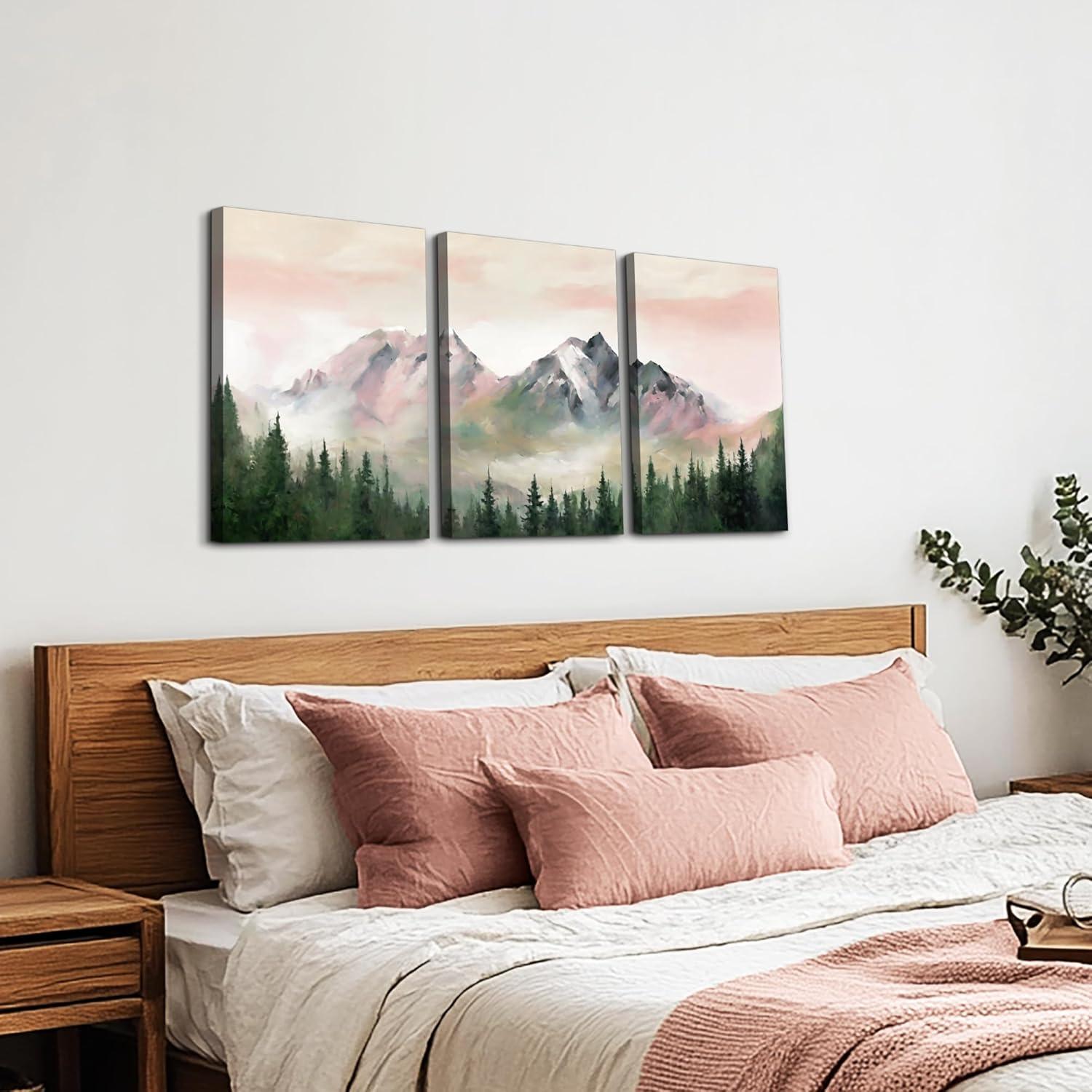 Aquarell Wald Leinwand Bilder Set Wohnzimmer Schlafzimmer