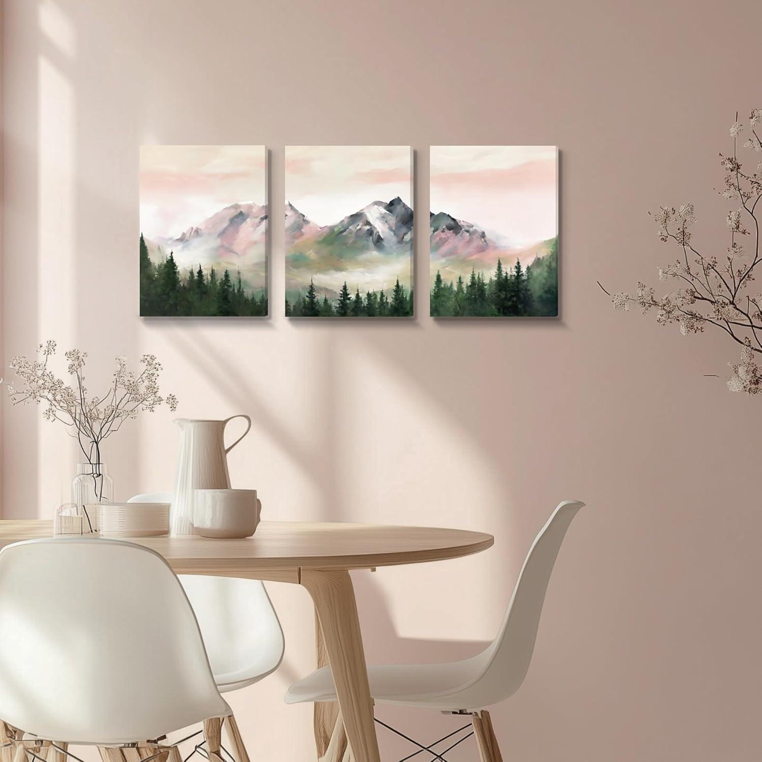 Aquarell Wald Leinwand Bilder Set Wohnzimmer Schlafzimmer Badezimmer