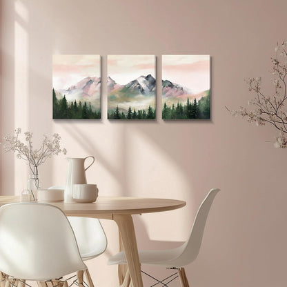 Aquarell Wald Leinwand Bilder Set Wohnzimmer Schlafzimmer Badezimmer