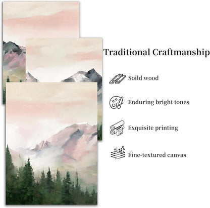 MHARTK66 Aquarell Wald Leinwand Bilder Set 40cm x 58cm x 3