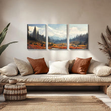 Aquarell Wald Leinwand Bilder Set 30x40cm x 3 Wohnzimmer