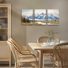 Blauer Schneeberg Wald Aquarell Wandbilder Set 30cm x 40cm x