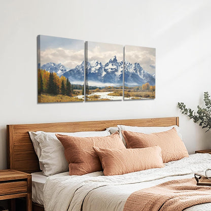 Wandbilder Blauer Schneeberg Aquarell Wald Natur 30cm x 40cm x 3