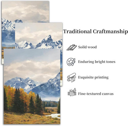 MHARTK66 Blauer Schneeberg Leinwand Bilder Set 30cm x 40cm x 3