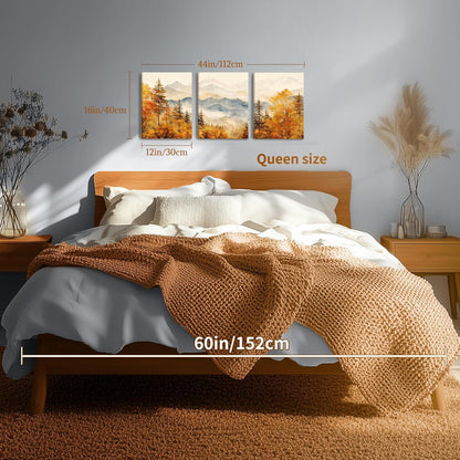 Goldener Herbstwald Leinwandbilder Set Aquarell 30x40cm Wohnzimmer Schlafzimmer