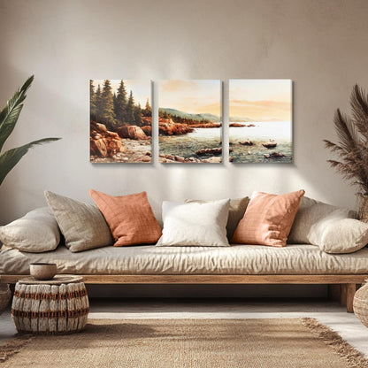 MHARTK66 Rotes Riff Aquarell Leinwandbild Set Wohnzimmer