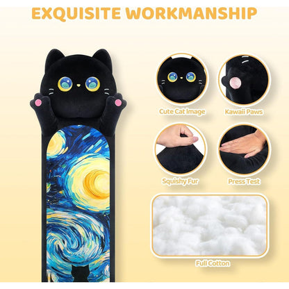 130cm Schwarze Katze Kuscheltier Plüsch Kissen Lang & Flauschig