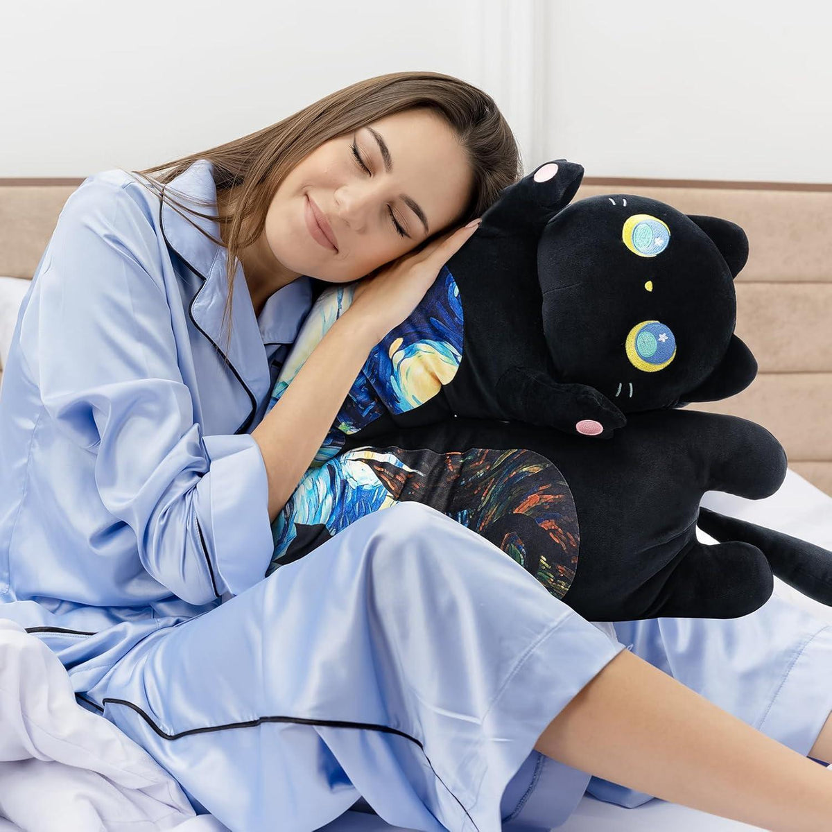 130cm Schwarze Katze Kuscheltier Plüsch Kissen Lang & Flauschig