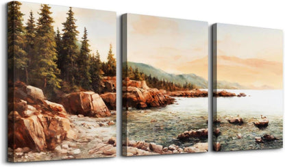 Leinwand Bilder Set Sonnenuntergang Meer Landschaft Wohnzimmer