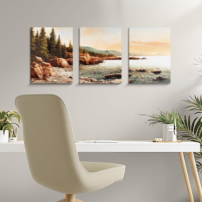 Leinwand Bilder Set Sonnenuntergang Meer Landschaft Wohnzimmer