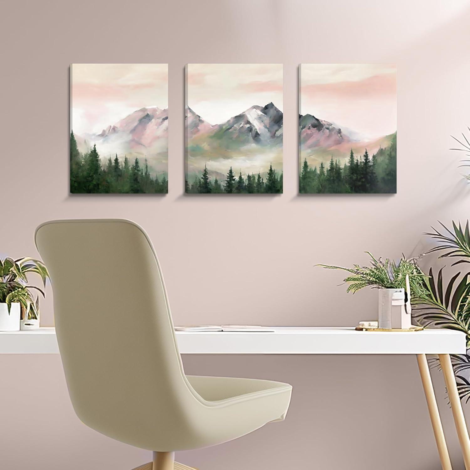 Aquarell Wald Leinwand Bilder Set Wohnzimmer Schlafzimmer Büro