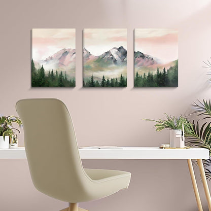 Aquarell Wald Leinwand Bilder Set Wohnzimmer Schlafzimmer Büro