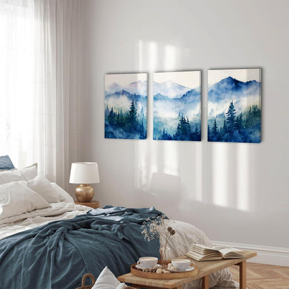 Aquarell Wald Landschafts Bilder Set Wohnzimmer Schlafzimmer