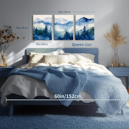 Aquarell Wald Leinwand Bilder Set Wohnzimmer Schlafzimmer 40x58x3