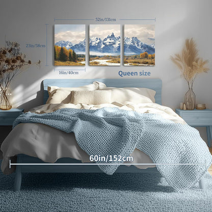 Blauer Schneeberg Wandbilder Aquarell Natur Fluss Landschaft 40x58cm x3