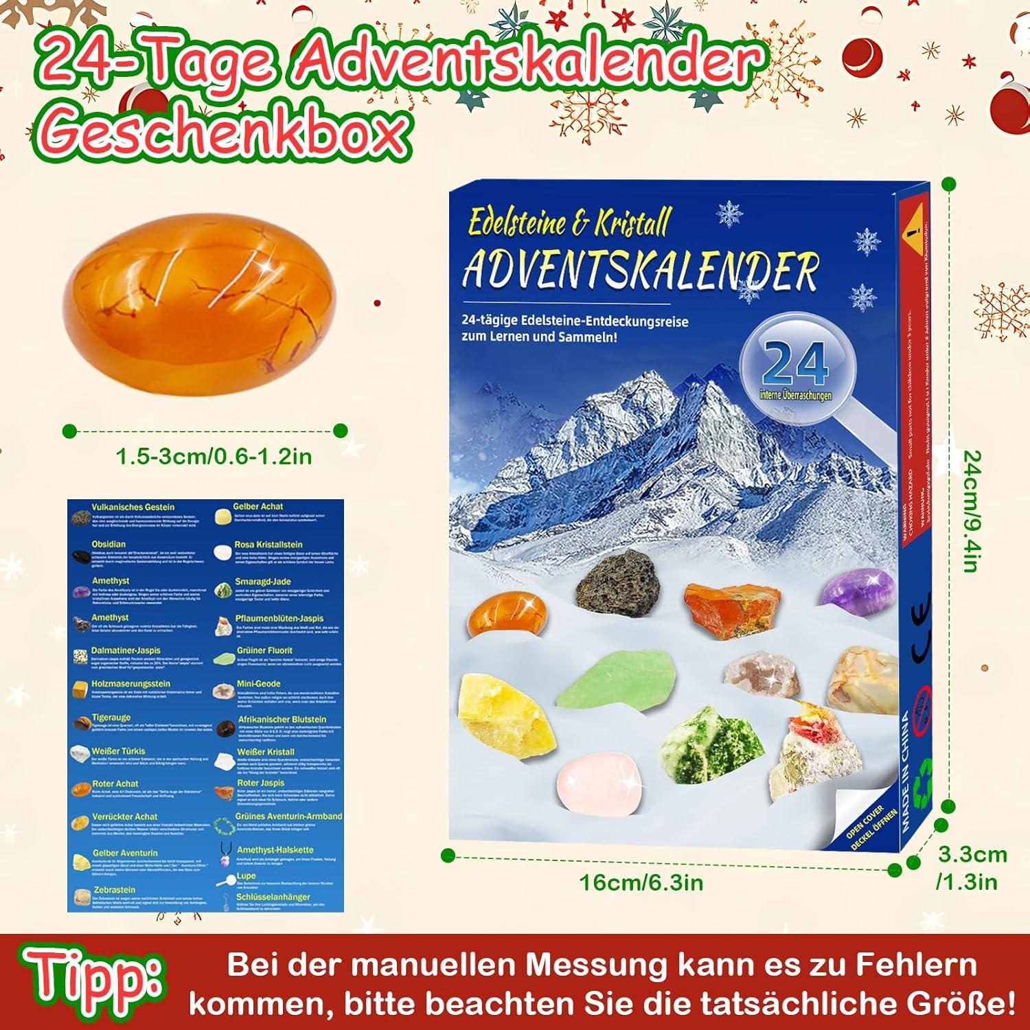 Adventskalender Kristalle für Kinder 2024 Natur Edelstein Geologie