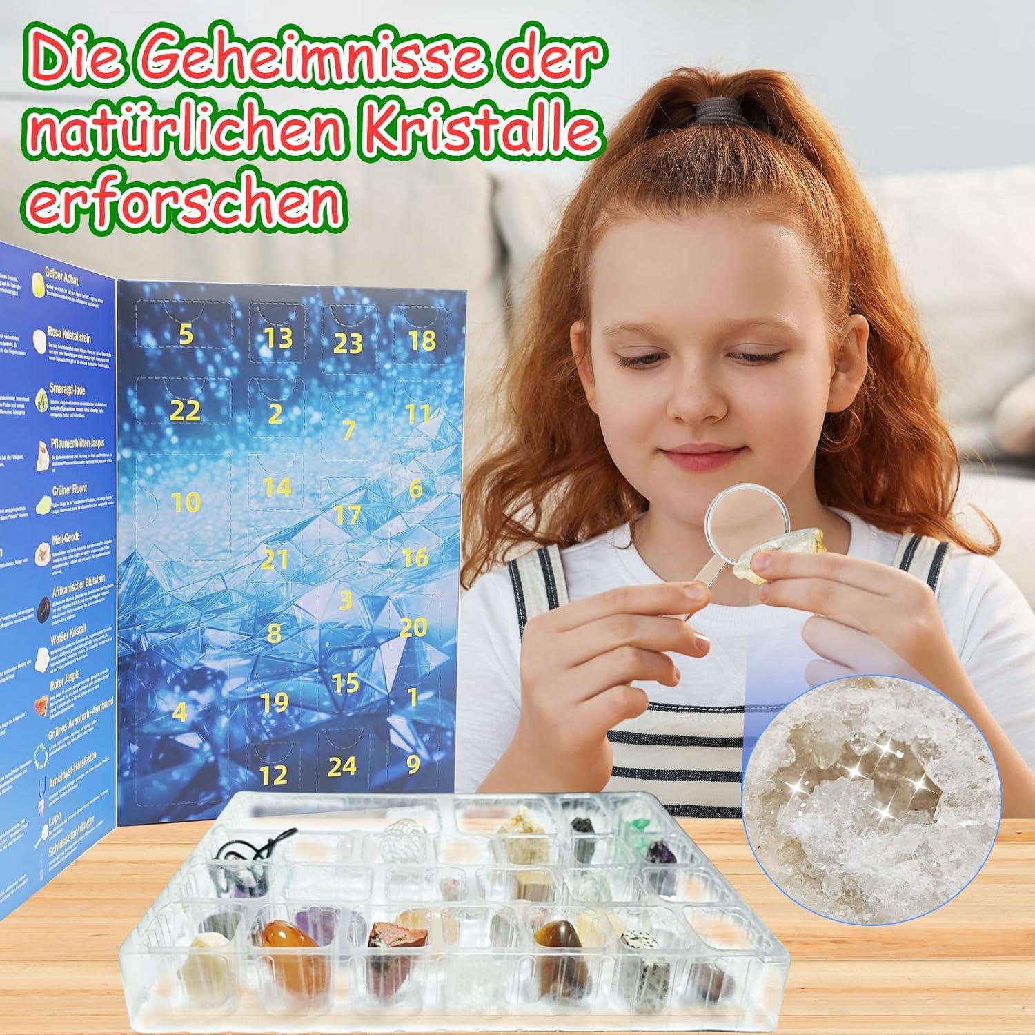 Adventskalender 2024 Kristalle für Kinder Geologie Enthusiasten