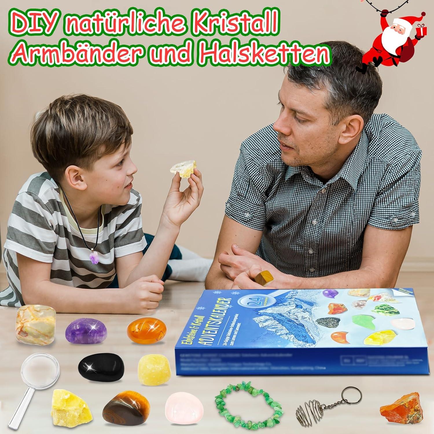 Adventskalender 2024 Kristalle für Kinder Weihnachten Edelsteine 24 Tage