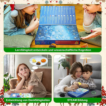 Adventskalender 2024 Kristalle für Kinder, Weihnachten 24 Tage