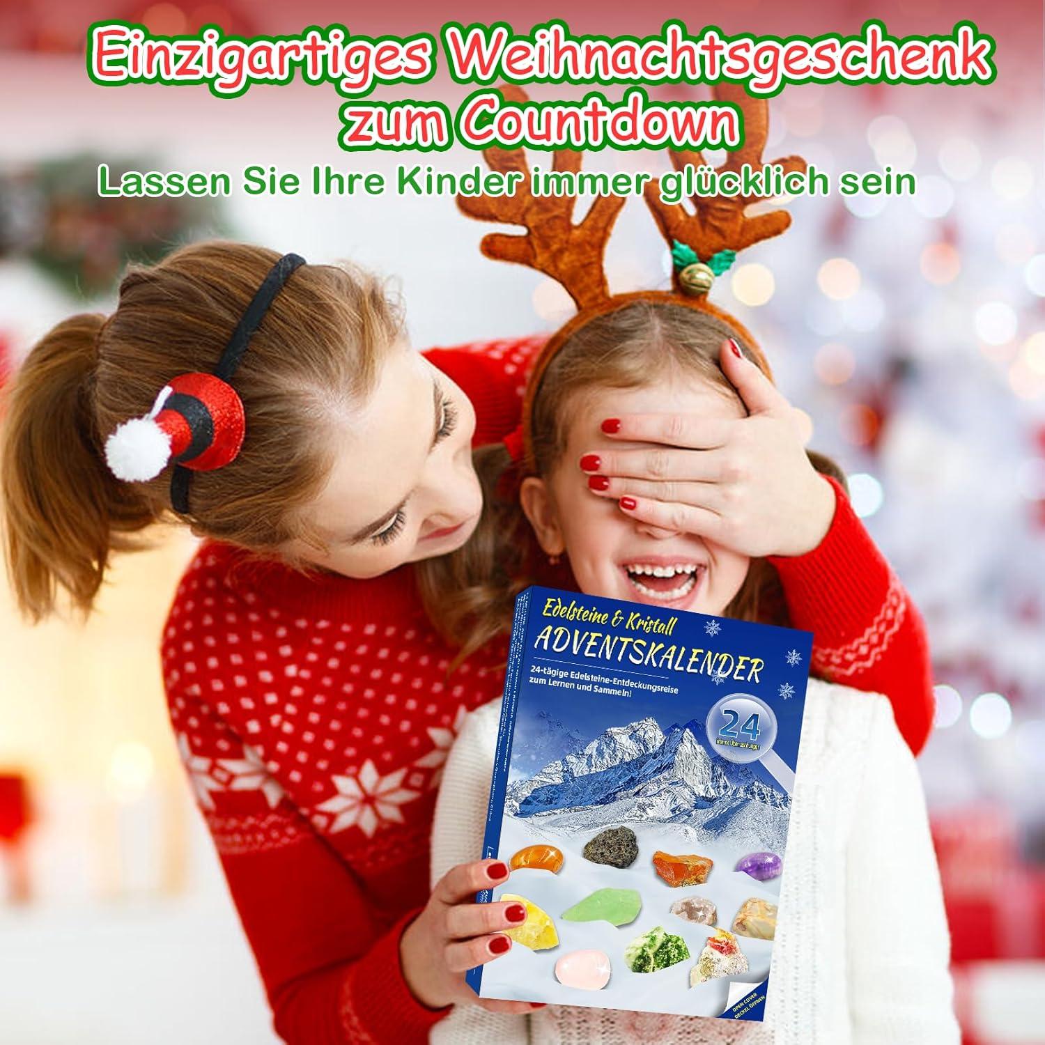 Adventskalender 2024 Kristalle für Kinder Weihnachten Edelsteine 24 Tage