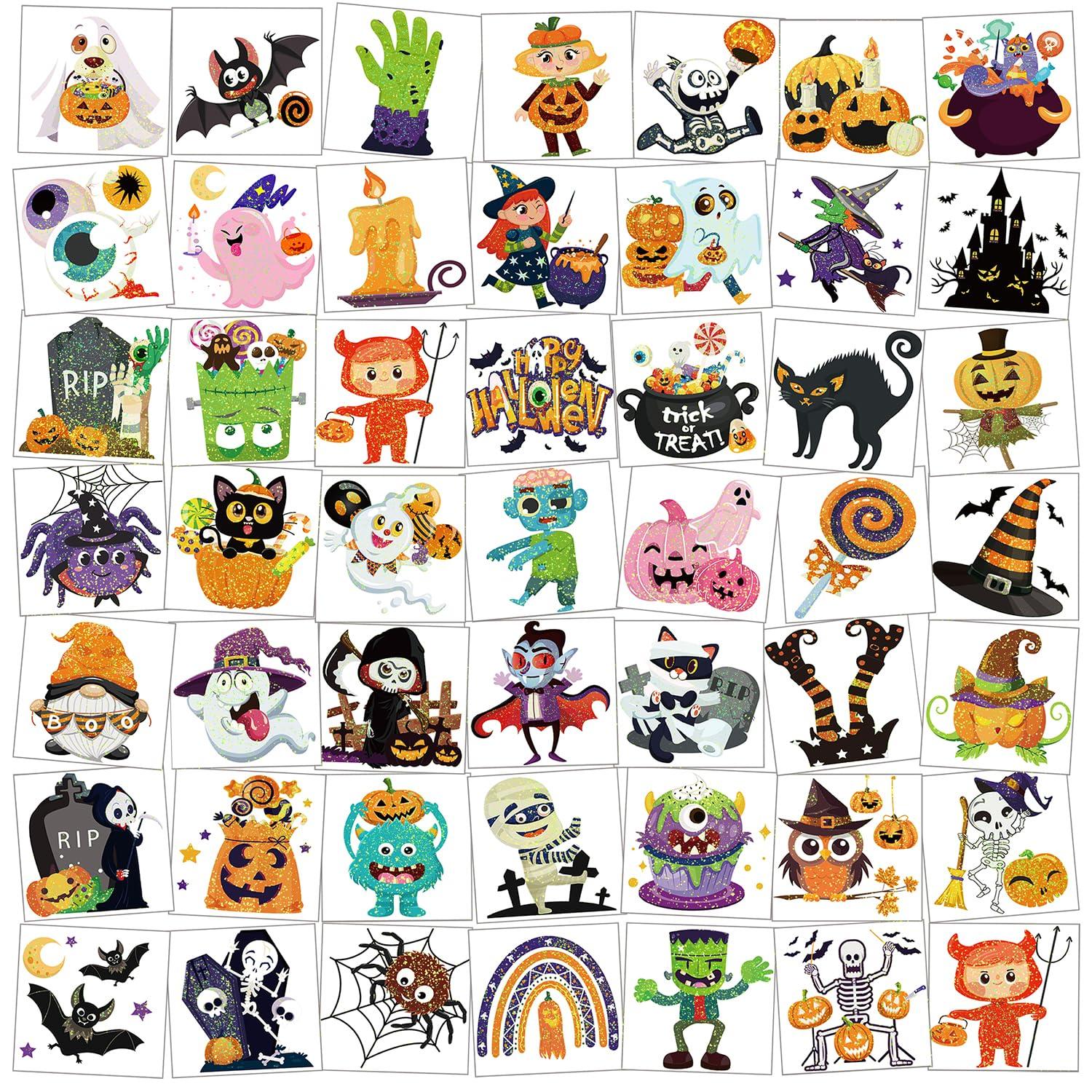 Halloween Glitzer Kinder Tattoos Set 96 Blätter Halloween Motive
