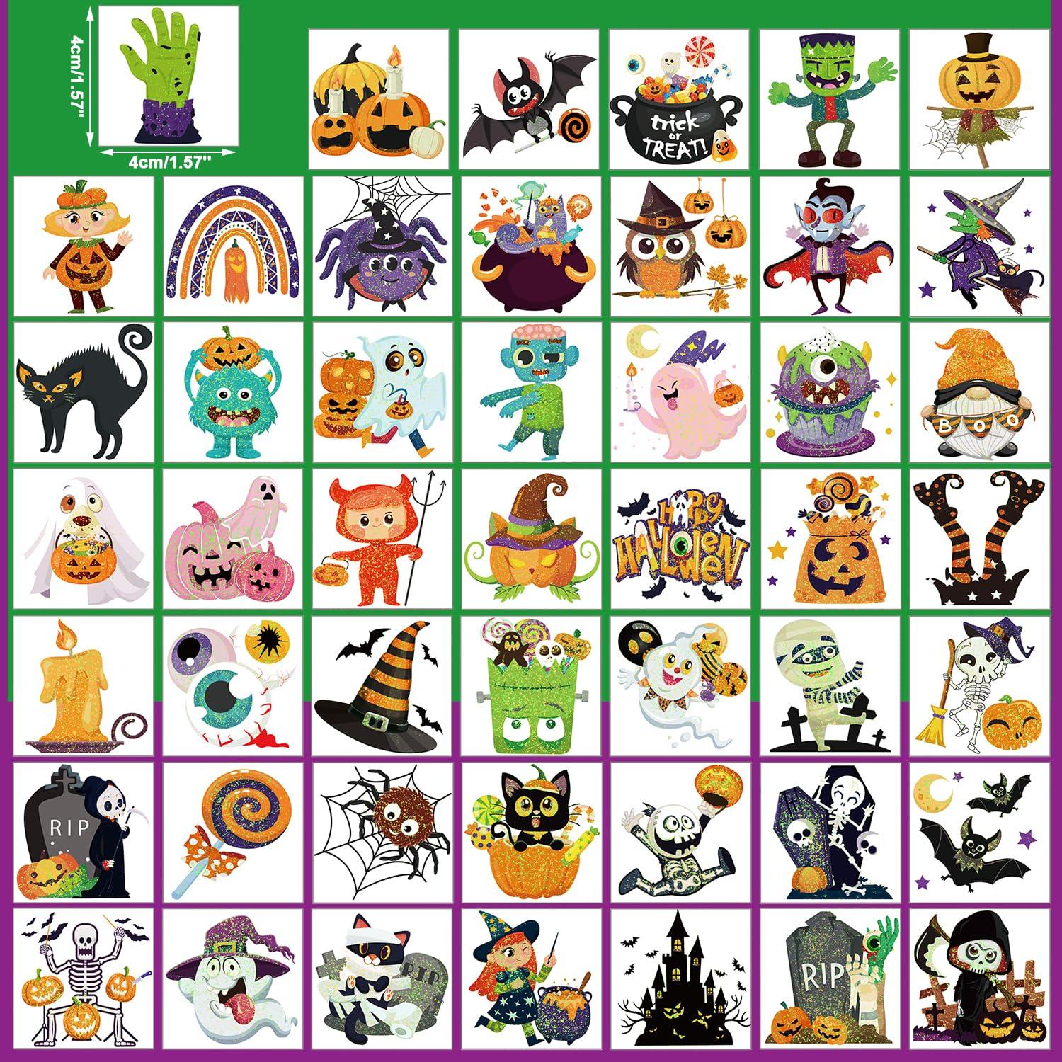 Glitzer Halloween Tattoos Kinder 96 Blätter Aufkleber Party