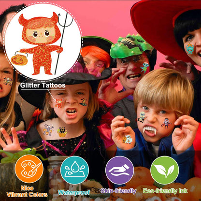 Halloween Tattoos Kinder 96 Blätter Glitzer Aufkleber Party Mitgebsel