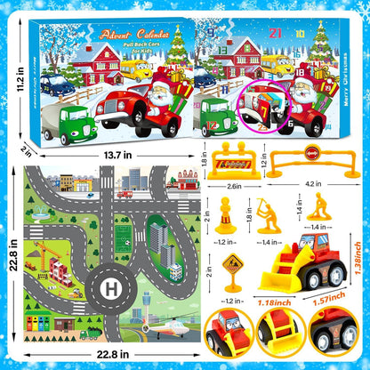 Adventskalender 2024 für Kinder Jungen Auto Spielzeug Weihnachtsgeschenke