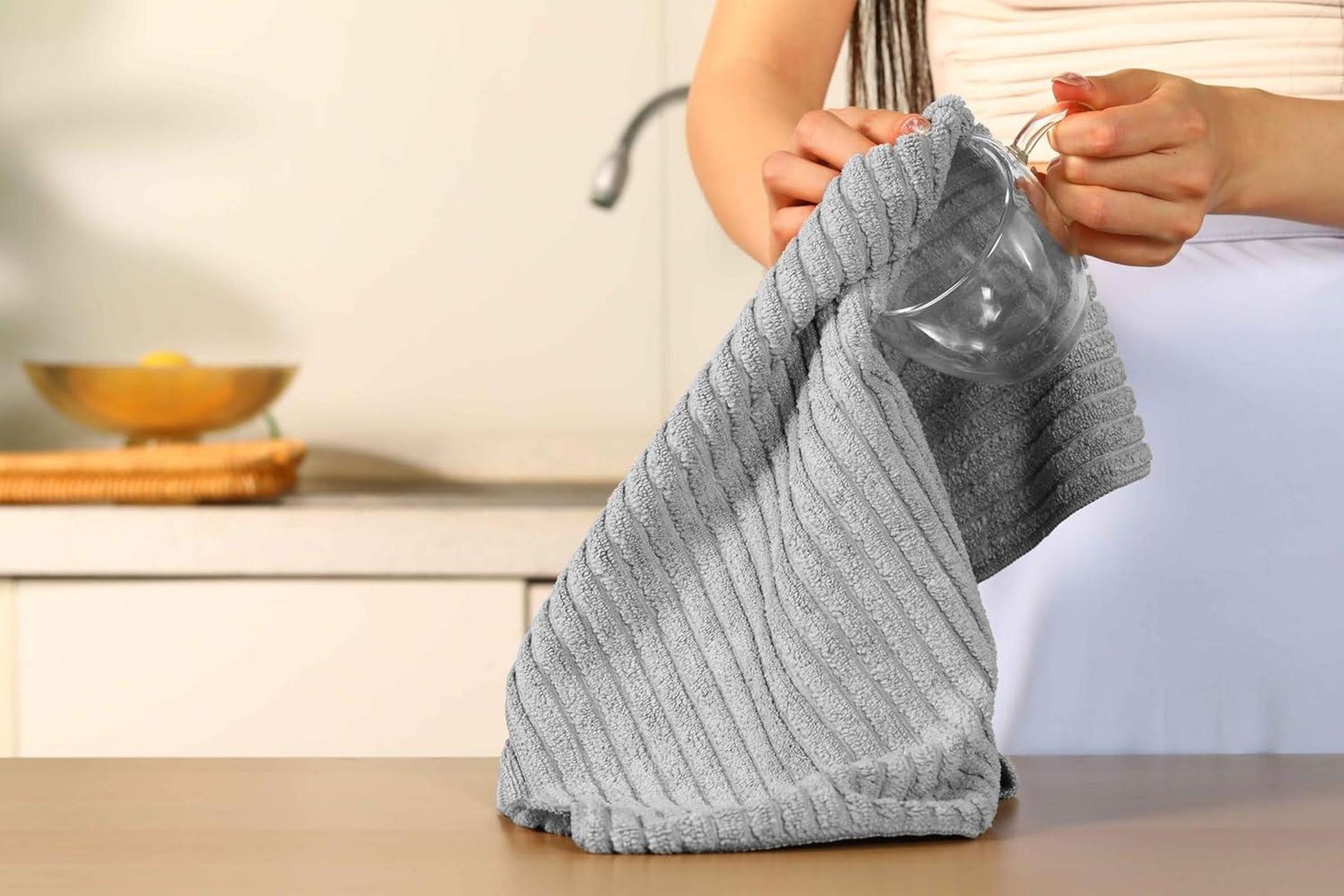 8er-Set dick saugfähige Microfaser Geschirrtücher 45x65 cm Grau