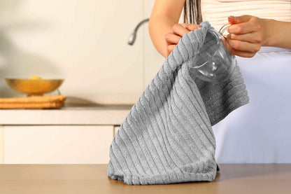 8er-Set dick saugfähige Microfaser Geschirrtücher 45x65 cm Grau
