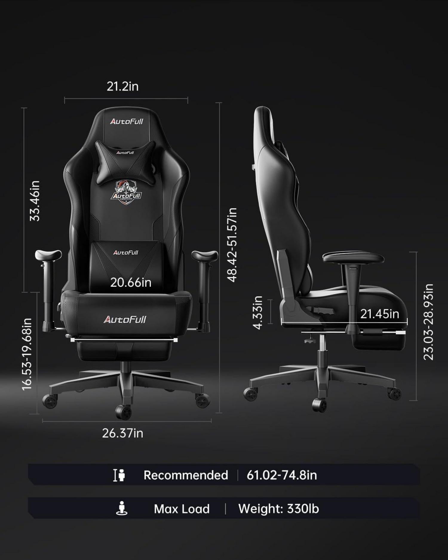 Ergonomischer Gaming-Stuhl ohne Flügelkissen in Schwarz