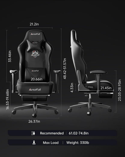 Ergonomischer Gaming-Stuhl ohne Flügelkissen in Schwarz