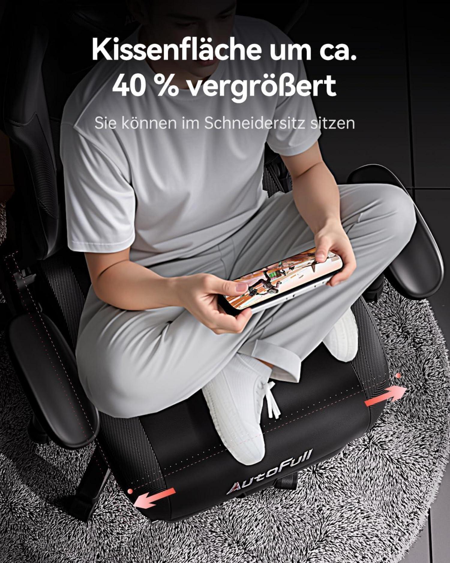 E-Sport Gaming-Stuhl Schwarz mit Lordosen- und Fußstütze