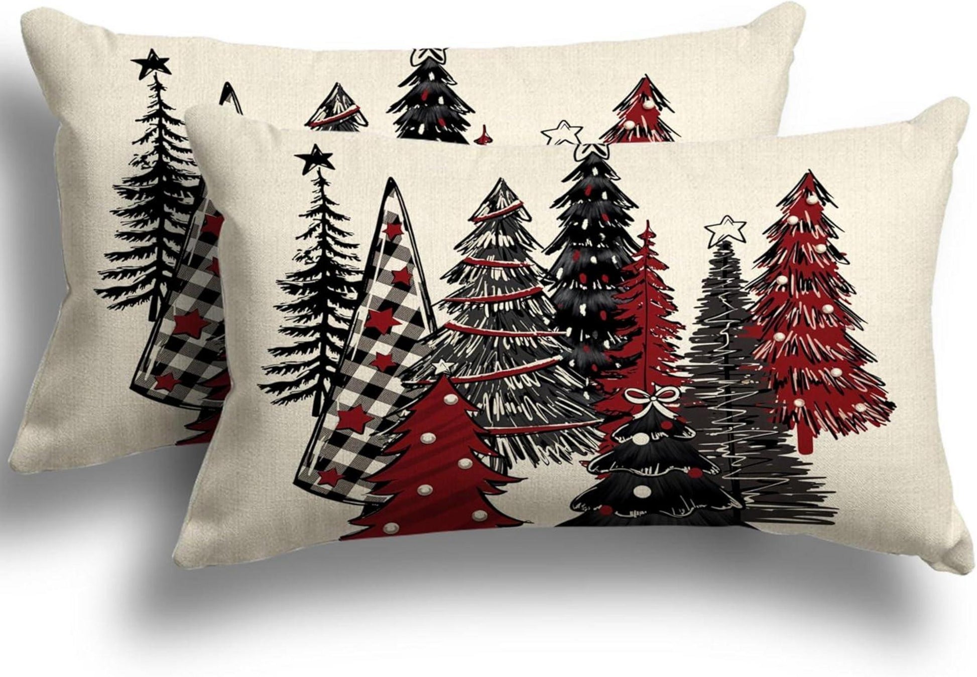 Weihnachten Kissenbezug 30x50 2er Set Leinen Deko Sofa Schlafzimmer