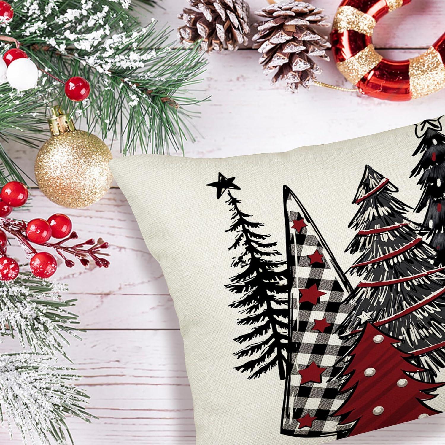 Kissenbezug Weihnachten 30x50 Leinen 2er Set Deko Sofa Schlafzimmer