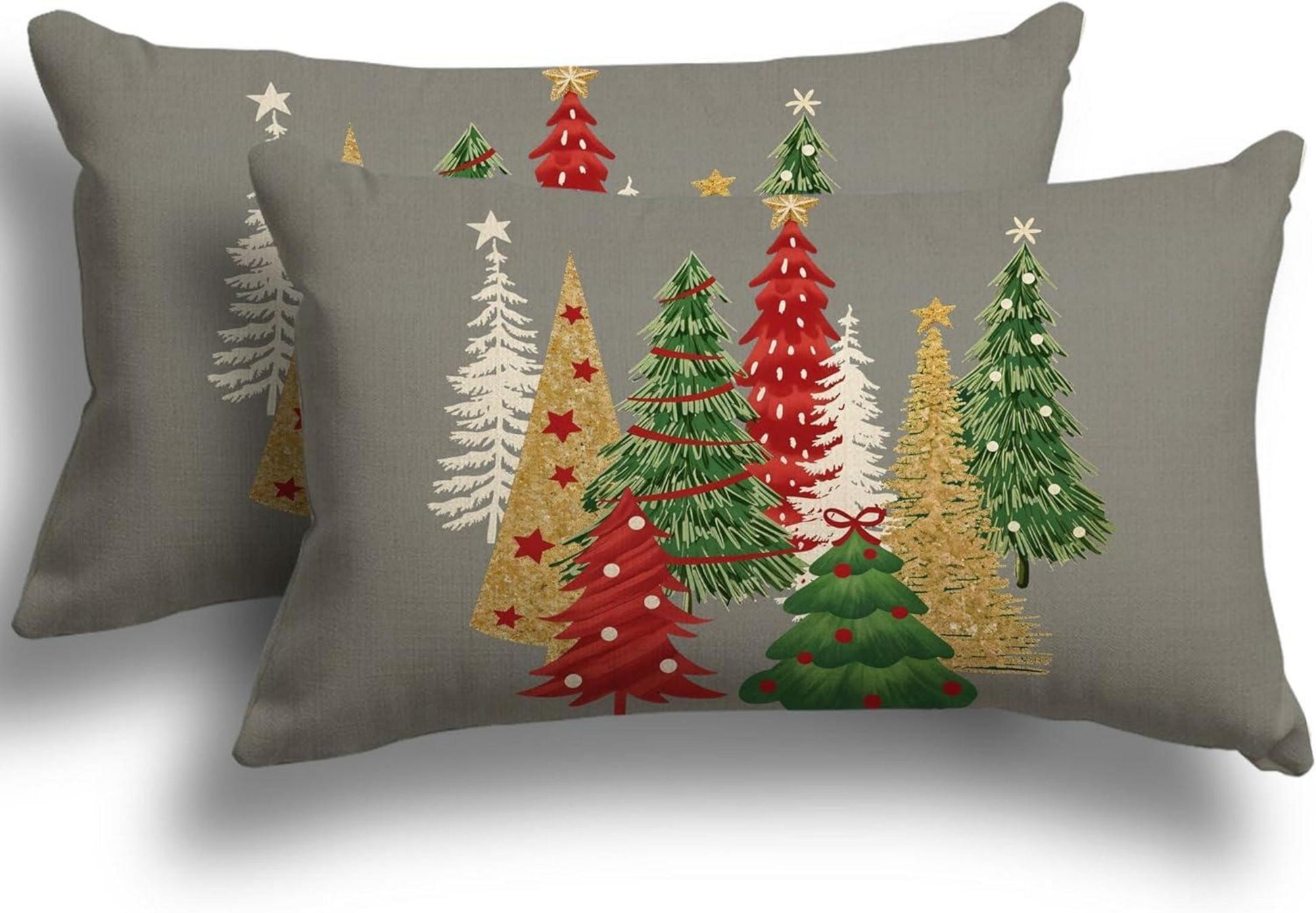 Kissenbezug Weihnachten 30x50 Leinen 2er Set für Sofa Couch