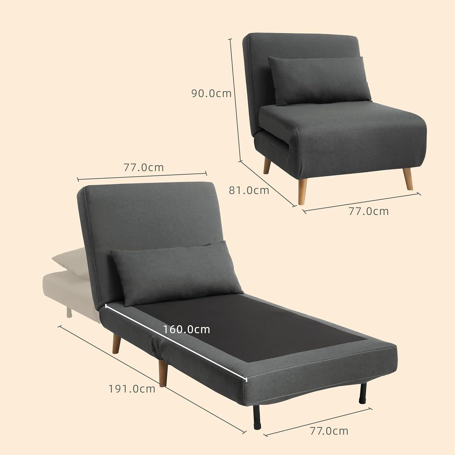 Schlafsofa 4 in 1 mit Bettfunktion Gästebett Darkgrau