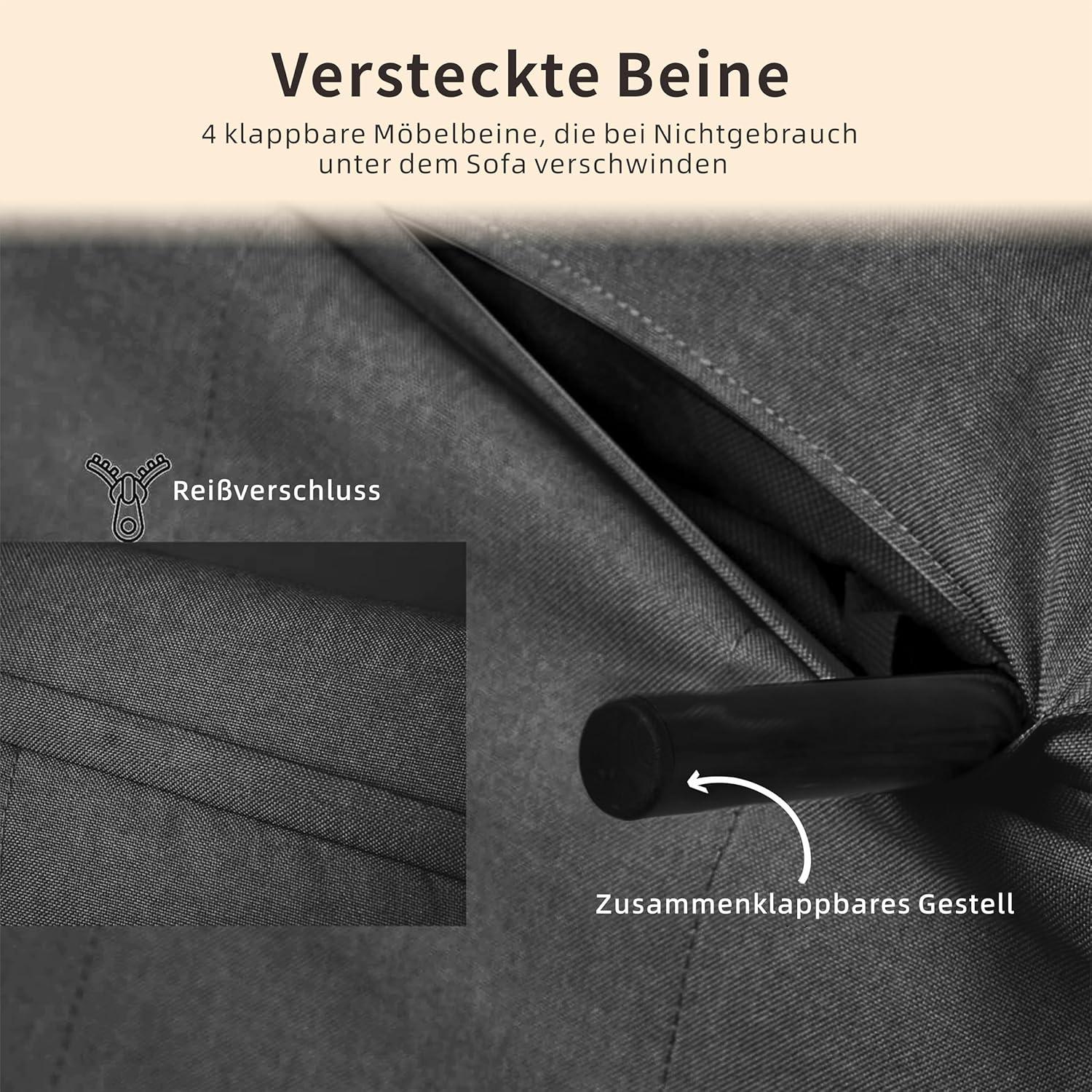 Schlafsofa 4in1 Gästebett Verstellbar Polstersofa Darkgrau