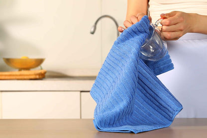 8er-Set Mikrofaser Geschirrtücher in Blau, saugfähig & fusselfrei, 45