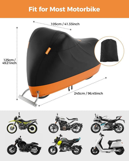 Motorrad Abdeckplane 210D Wasserdicht 245x105x125 cm für Harley Honda Suzuki
