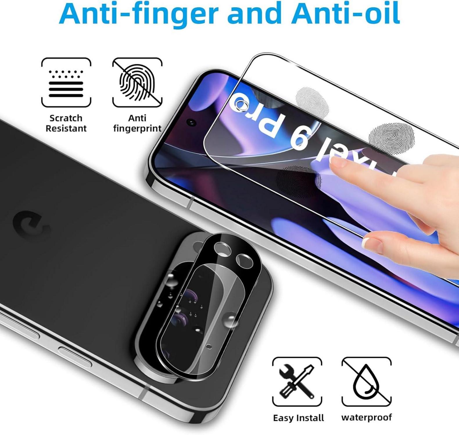Panzerglas Google Pixel 9 Pro Schutzfolie + Kameraschutz, 2+2 Pack 0.33mm Displayschutzfolie Transparent