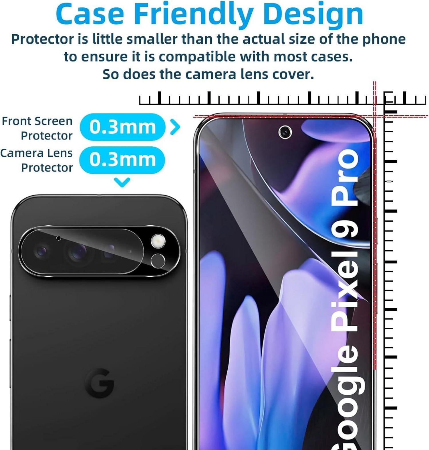 Panzerfolie + Kameraschutz Glas für Google Pixel 9 Pro Transparent
