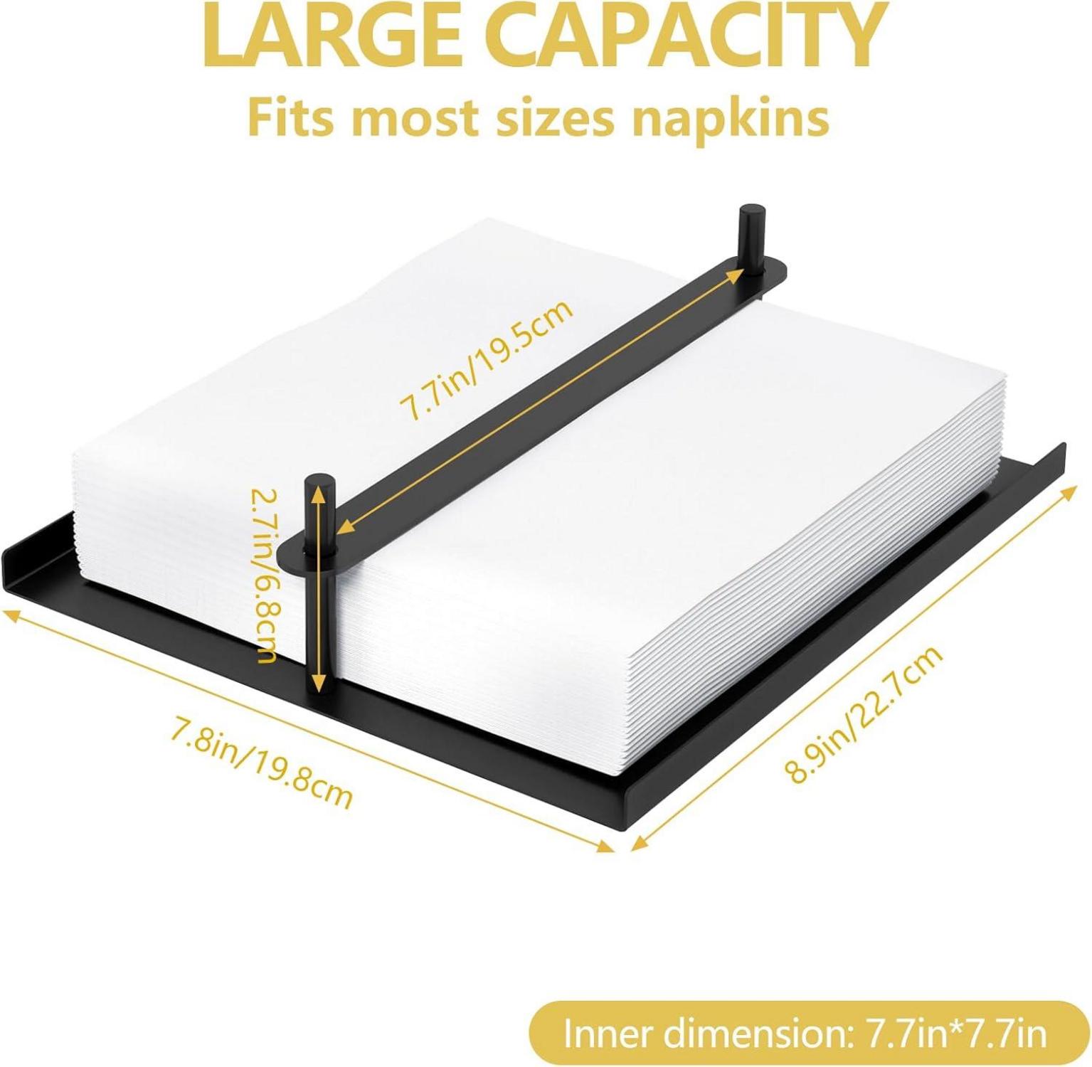 Serviettenhalter Metall Schwarz gewichtete Stange Tisch Küche 22.7x19.8x6.8cm
